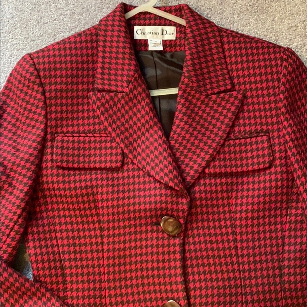 Vintage Christian Dior Blazer (Red, Brown — Long)